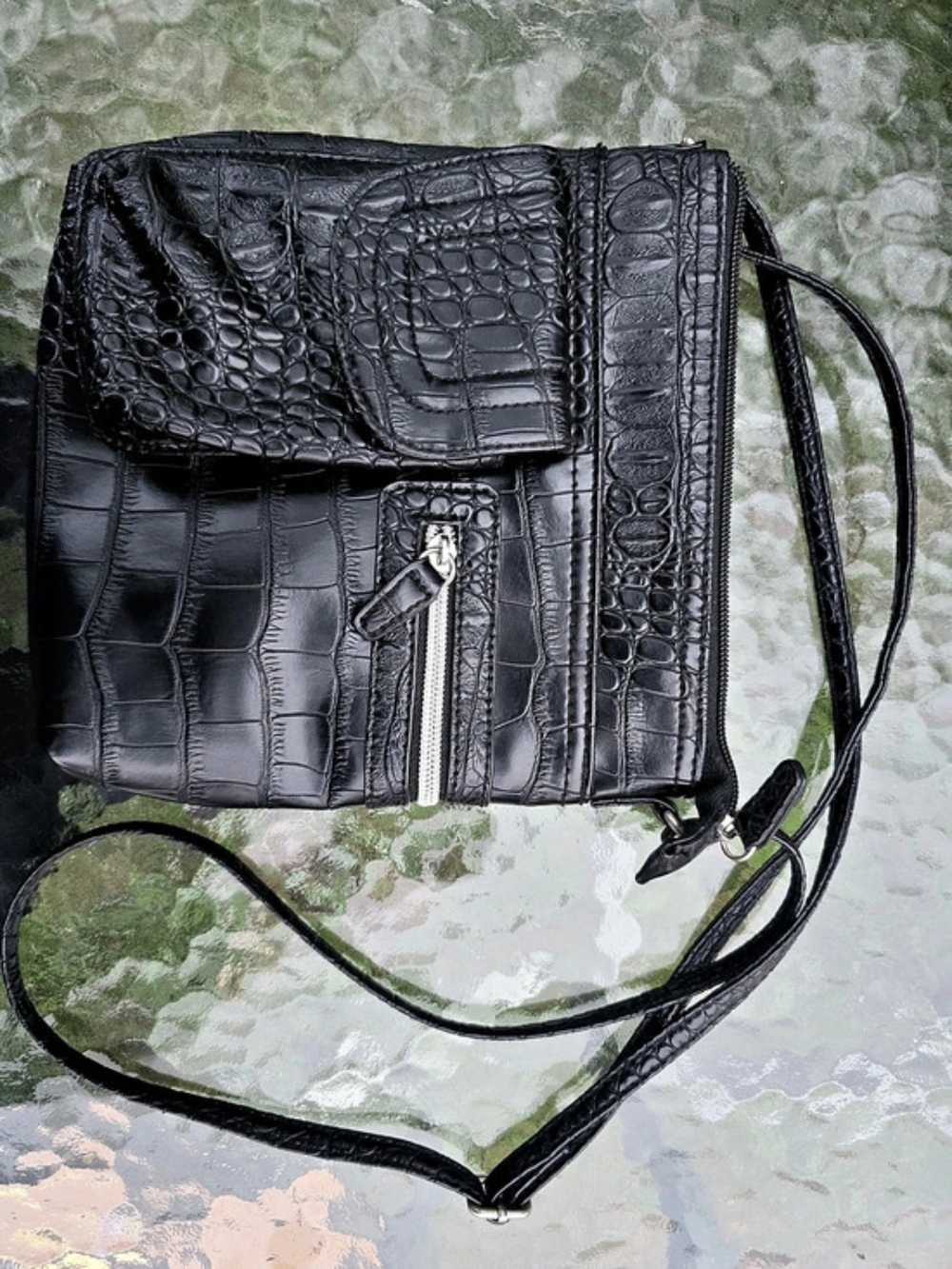 Black Textured Crossbody Bag Like New